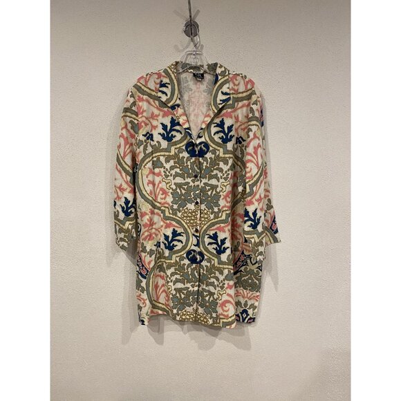 Connie Roberson Jacket Womens 2XL Multicolor Tapestry Print Button Front Tunic - Picture 1 of 3